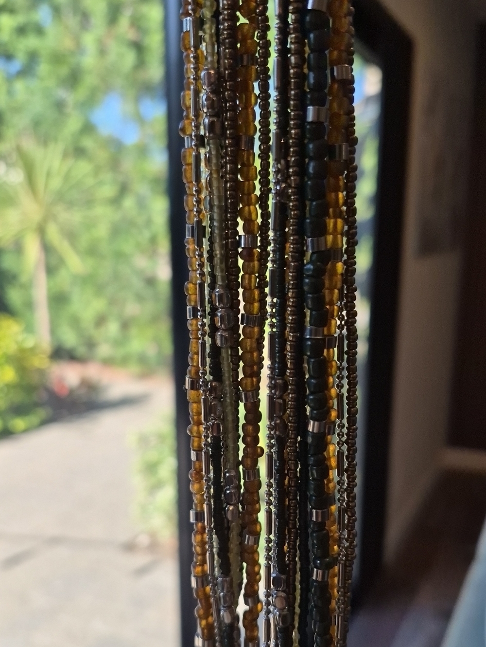 Multistrand Brown & Green Hues Silver Tone Hardware Brown Suede Cord Necklace - Picture 4 of 13